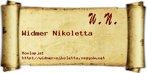 Widmer Nikoletta névjegykártya